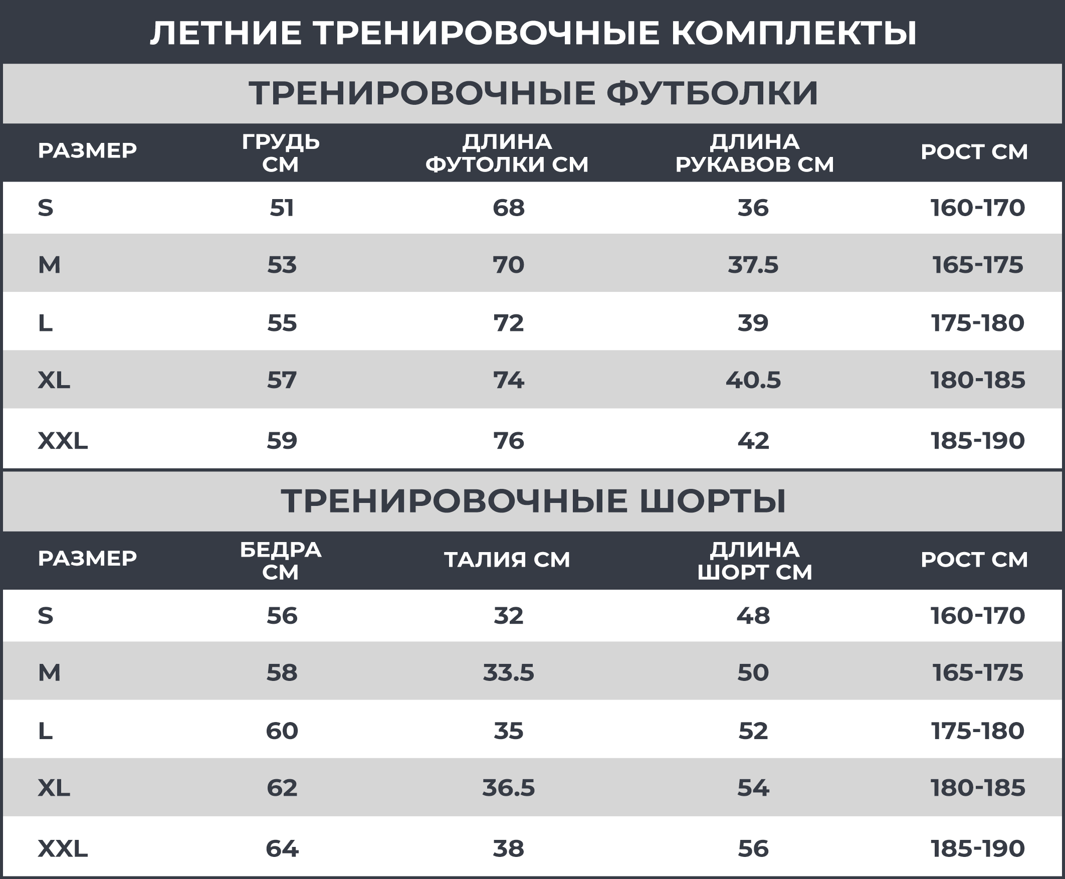 Таблица размеров